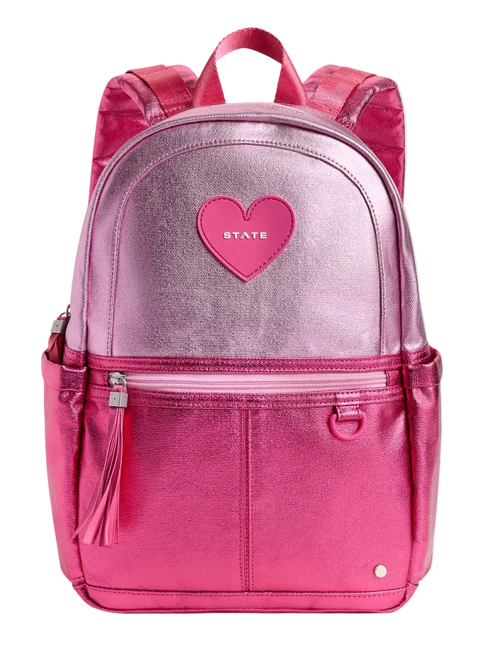 bright pink leather backpack State Bags