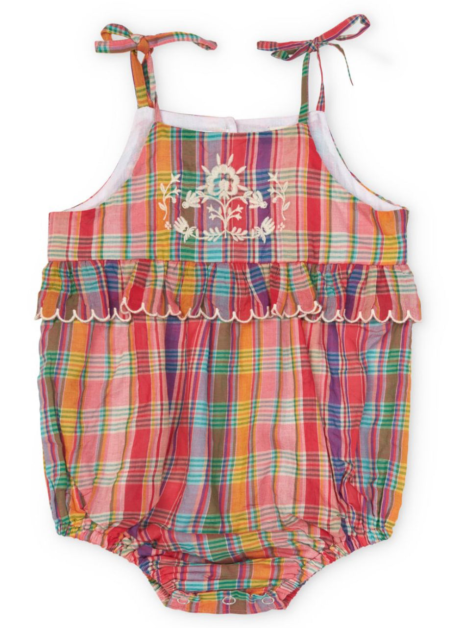 Little Summer Frannie Romper - Red Madras Plaid