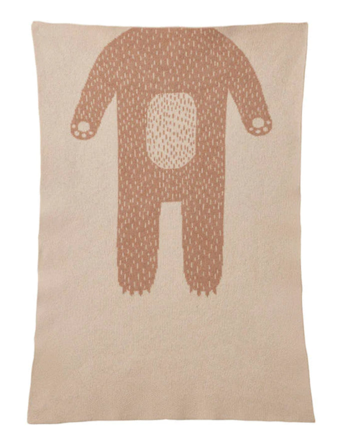 Bear Mini Blanket - Grey & Pink