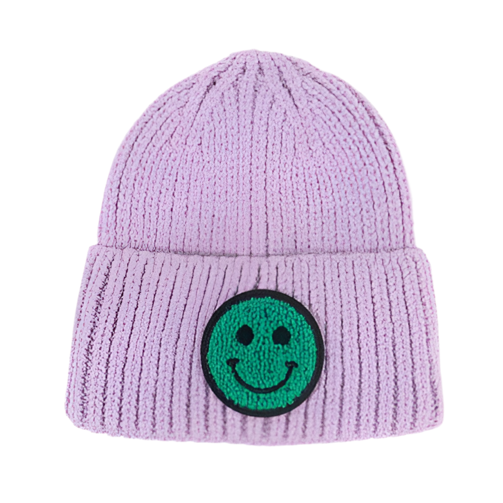 Smiley Face Beanie - Purple