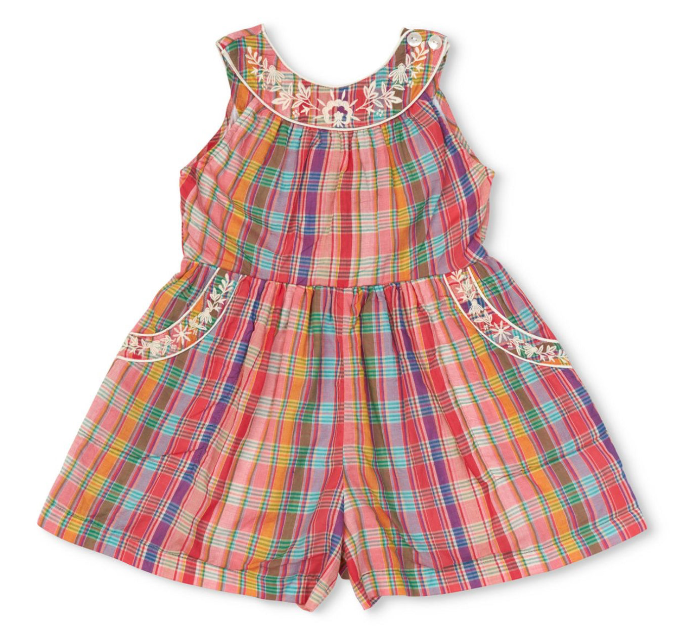 Thea Romper - Red Madras Plaid