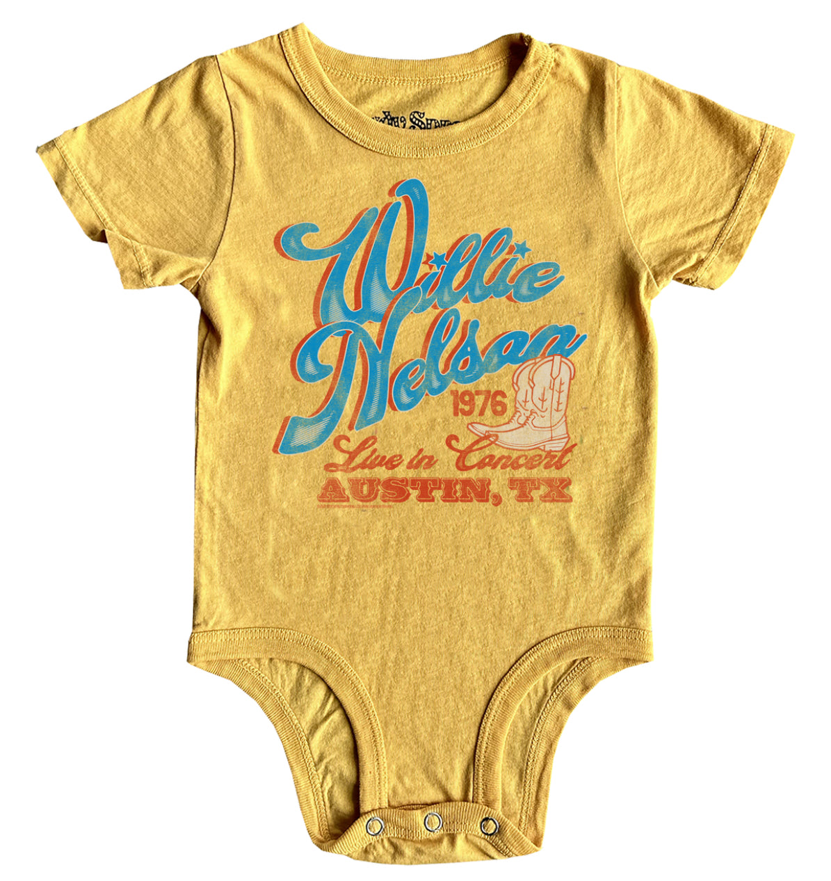Willie Nelson Austin Yellow SS Onesie