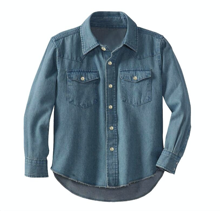 LONG SLEEVE DARK DENIM PEARL SNAP