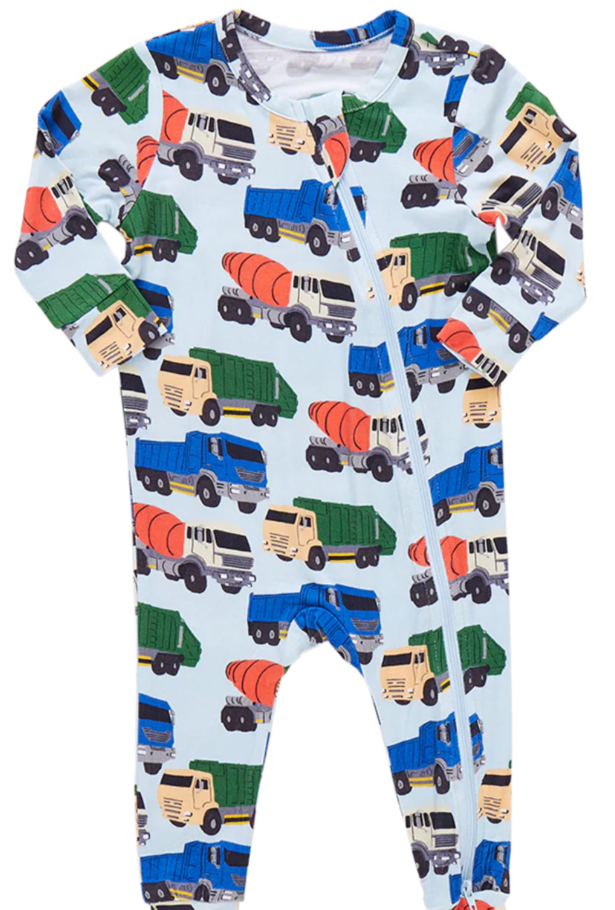 Baby Bamboo Romper - Dump Trucks