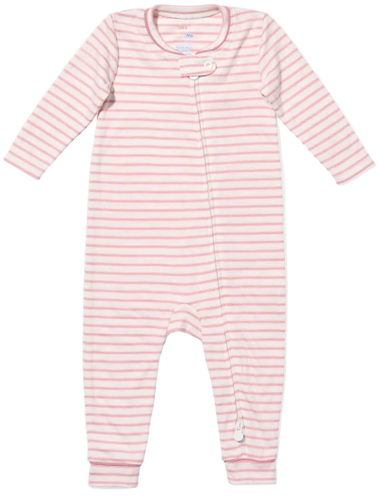 Ziggy Zip Romper - Dusty Rose Mini Stripe