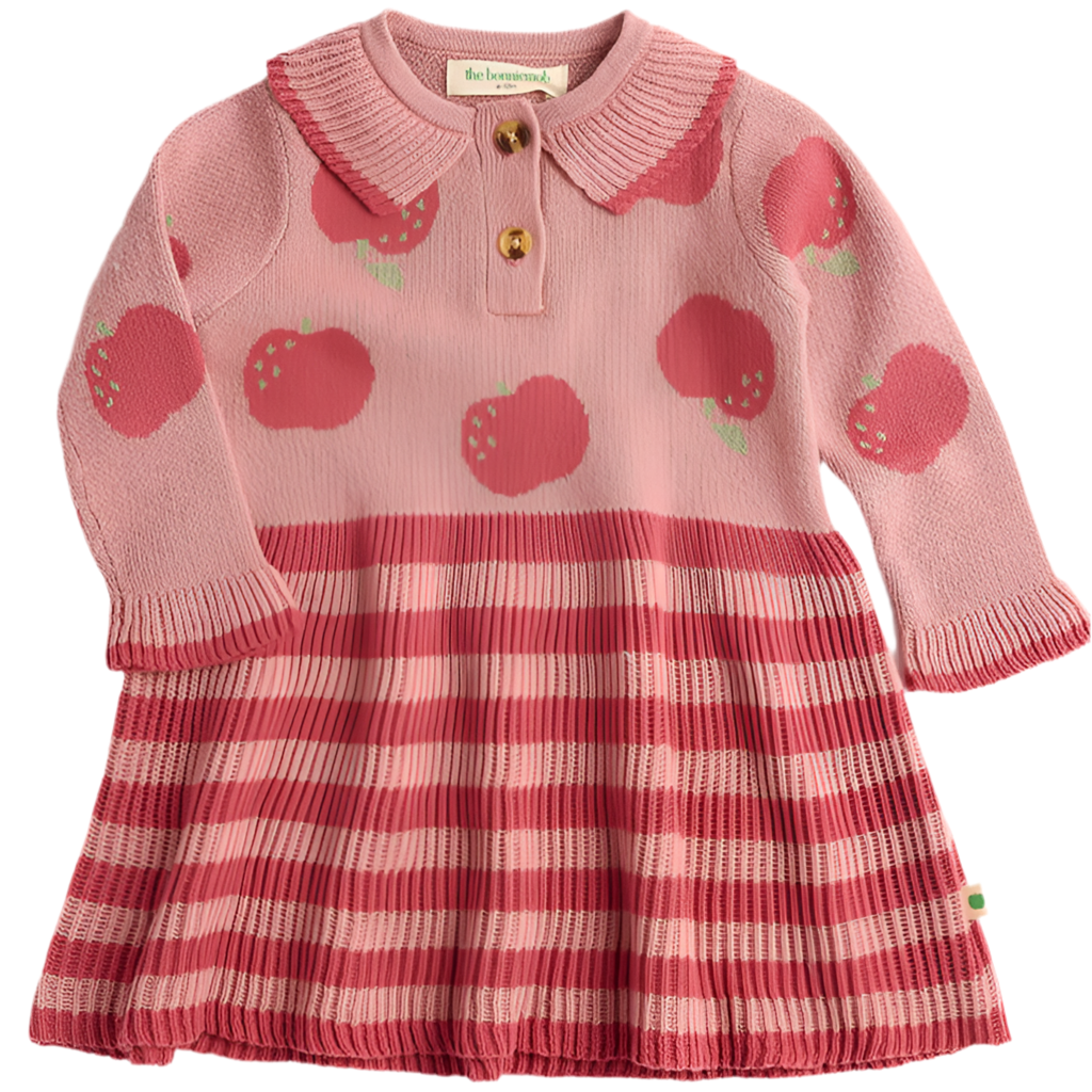 Baby Apple Knit Dress - Rosy