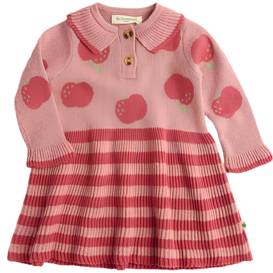 Baby Apple Knit Dress - Rosy