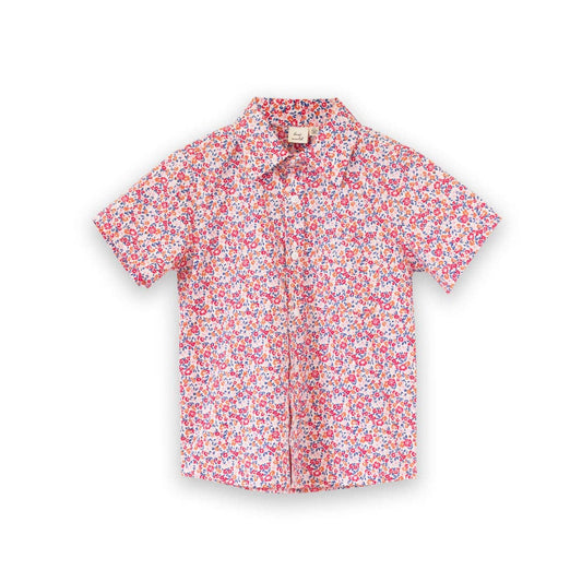 Collar Shirt | Red and Blue Floral