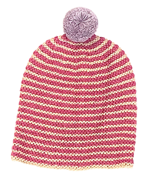 Striped Pom Hat Pink