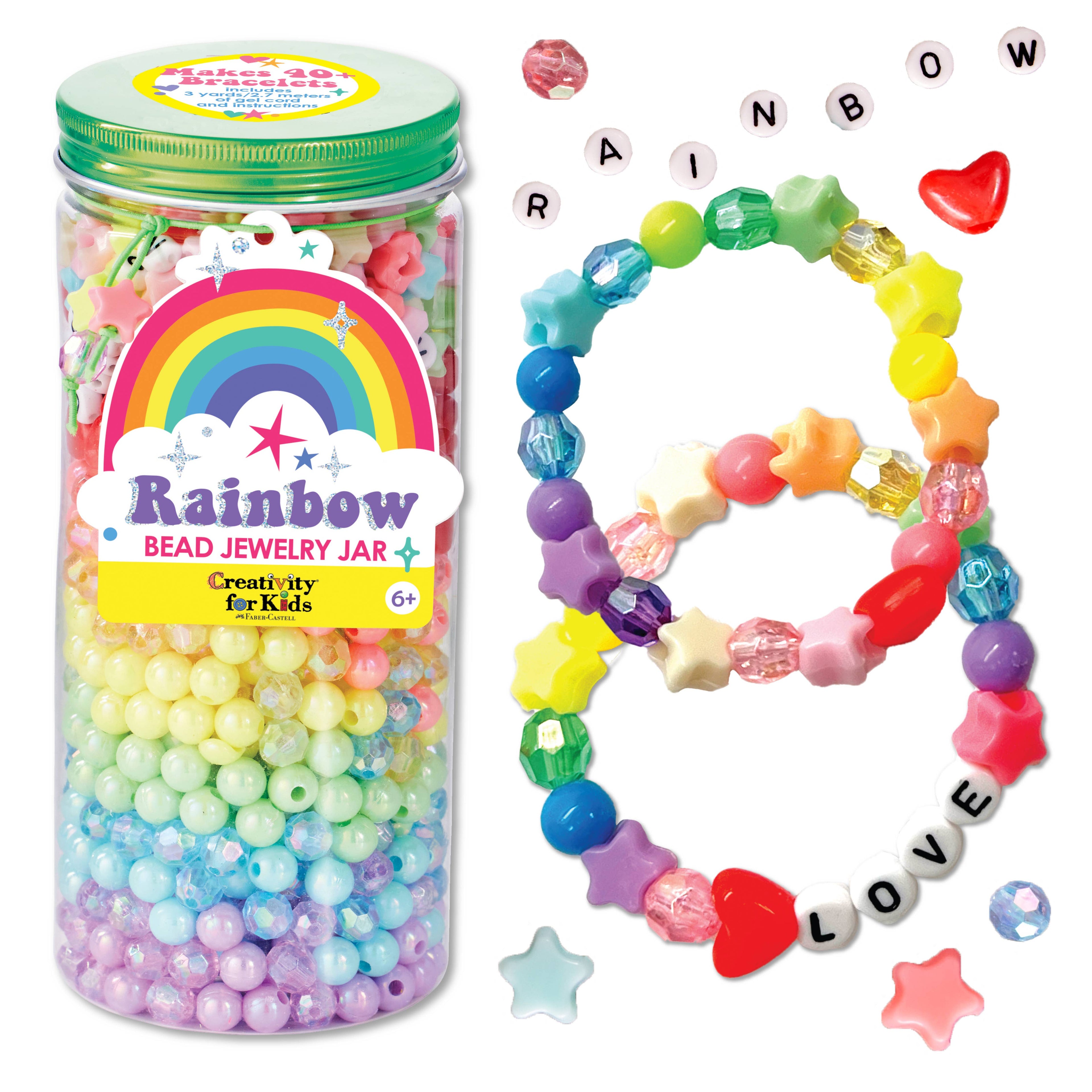 Bead Jewelry Jar Rainbow - DIY Bracelet Craft Kit