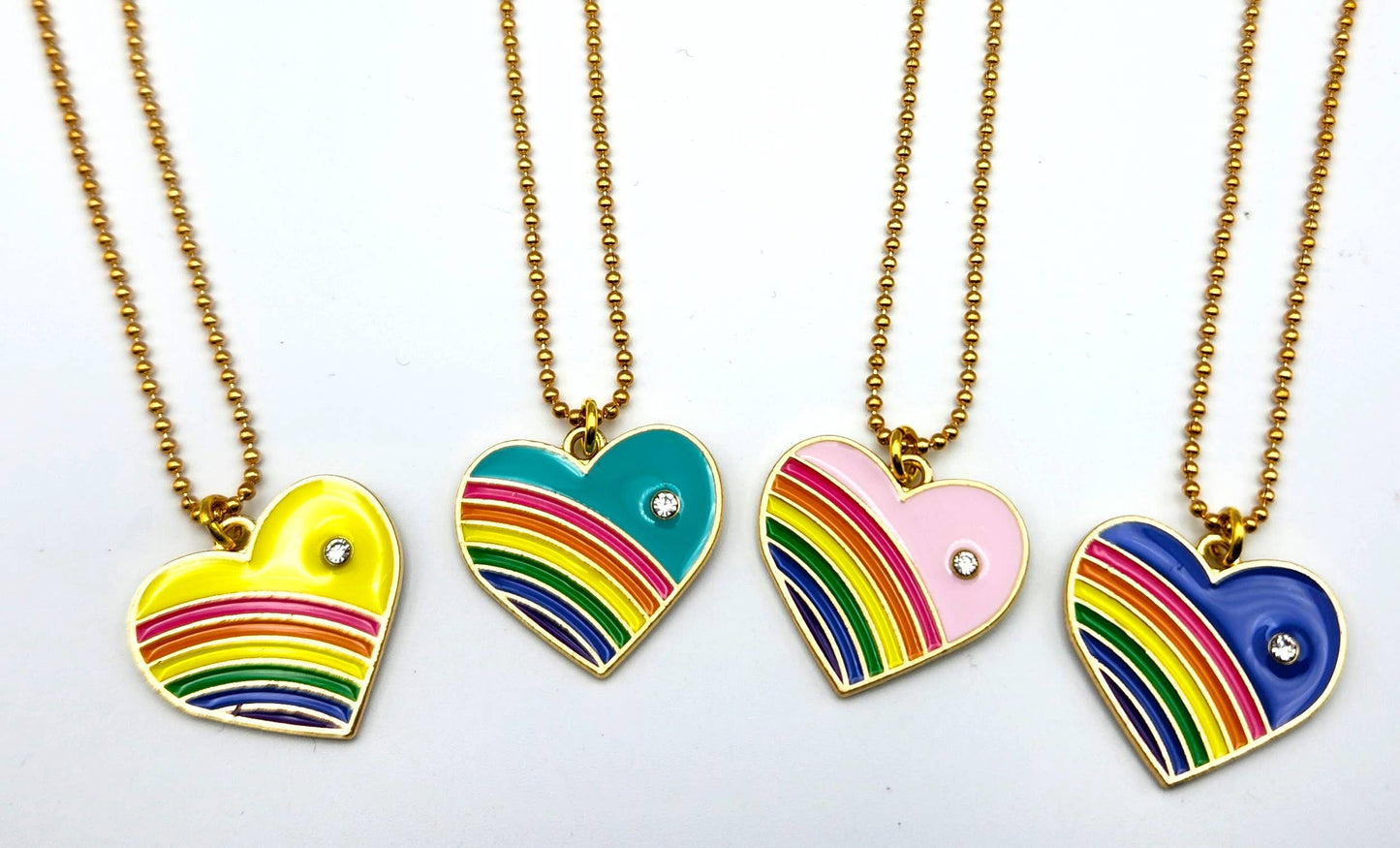 Retro Rainbow Heart Necklace