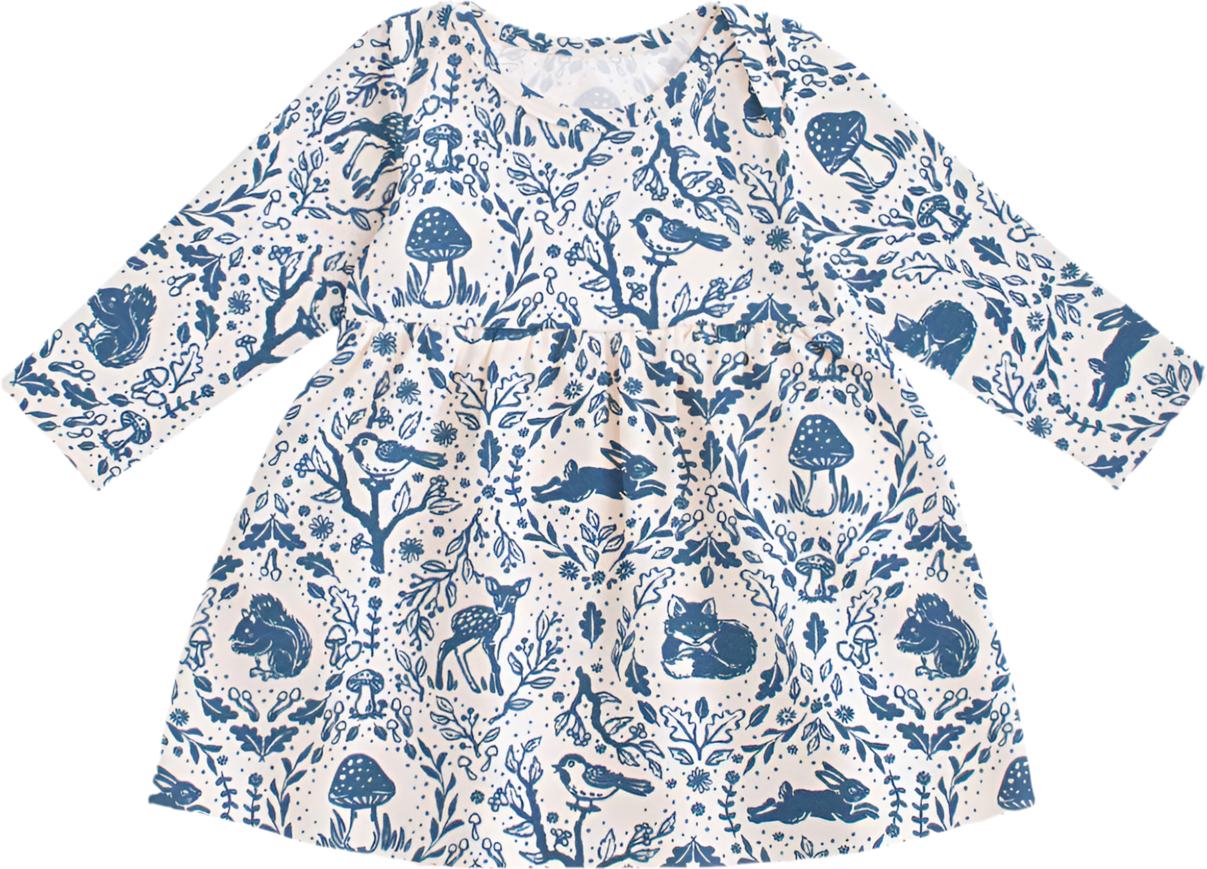 Lausanne Baby Dress - Animal Tapestry Delft Blue
