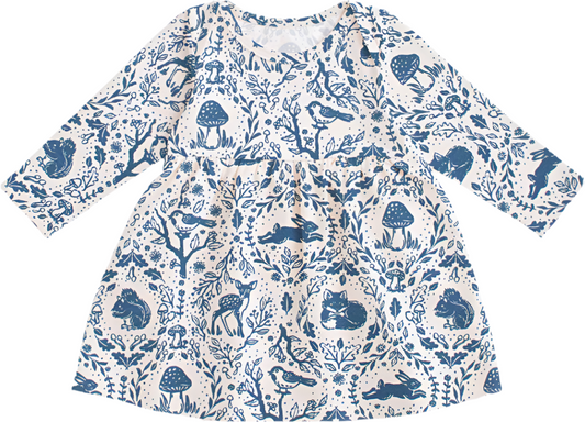 Lausanne Baby Dress - Animal Tapestry Delft Blue