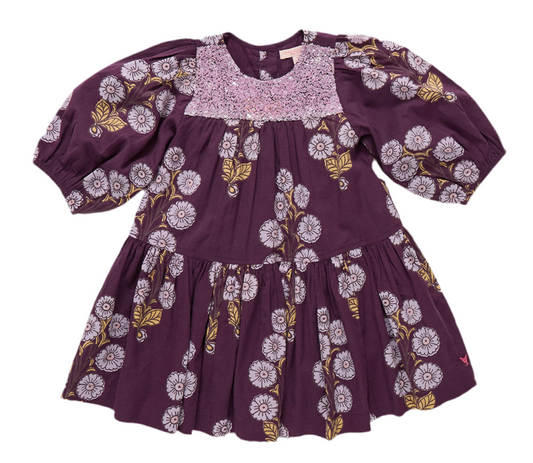 Fiona Dress - Plum Buttercup Floral