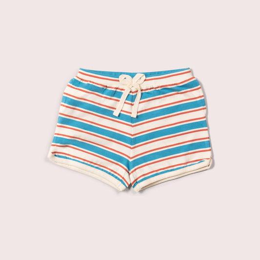 Blue & Walnut Striped Run Around Shorts