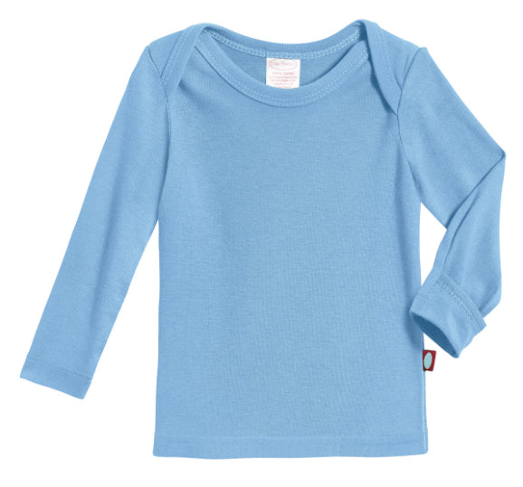 Organic Cotton Baby Rib Long Sleeve Lap Tee - Bright Light Blue