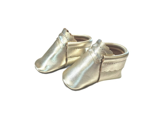 Moccasin Booties - Champagne Metallic
