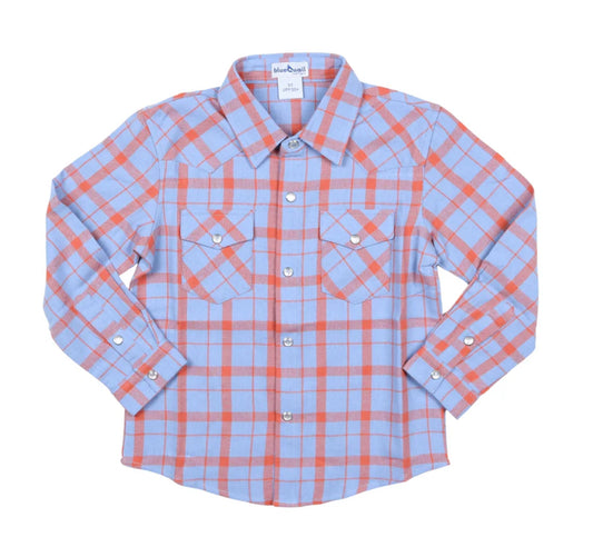 Red & Blue Plaid Flannel Pearl Snap LS Shirt