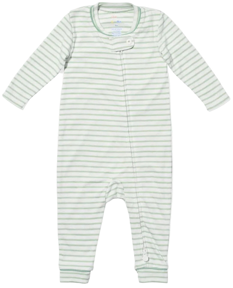 Ziggy Zip Romper - Dusty Seafoam Mini Stripe