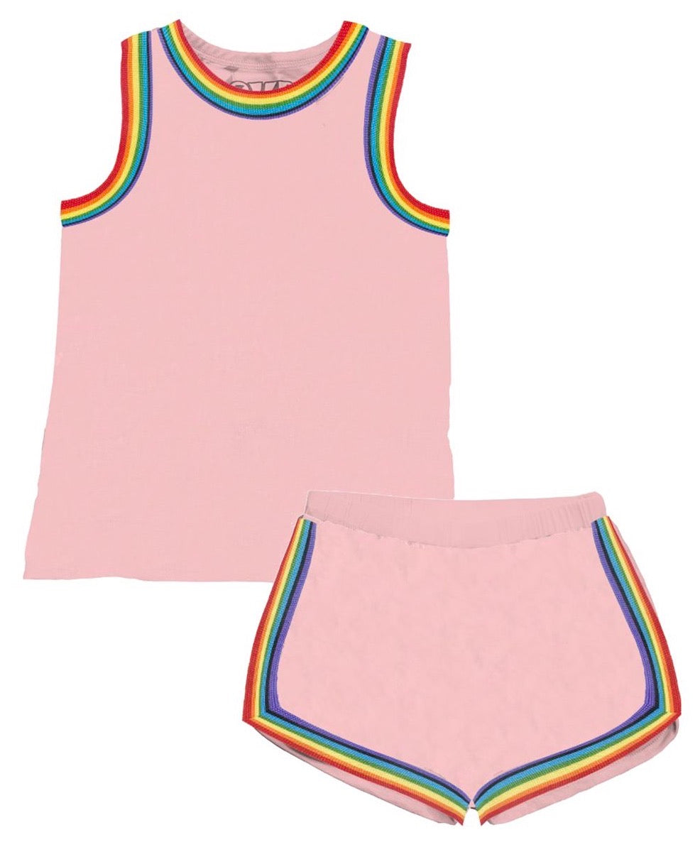 Pink & Rainbow Pookie Short Set