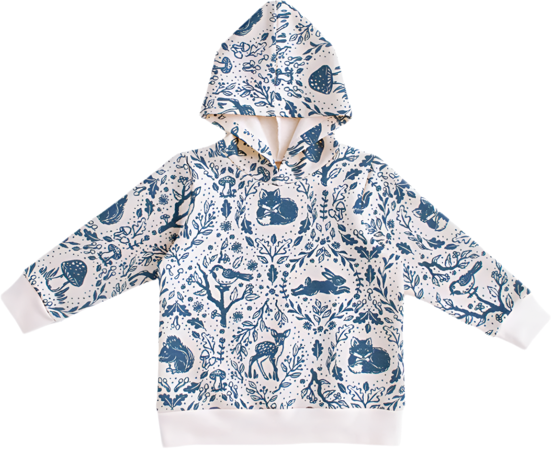 Hoodie - Animal Tapestry Delft Blue