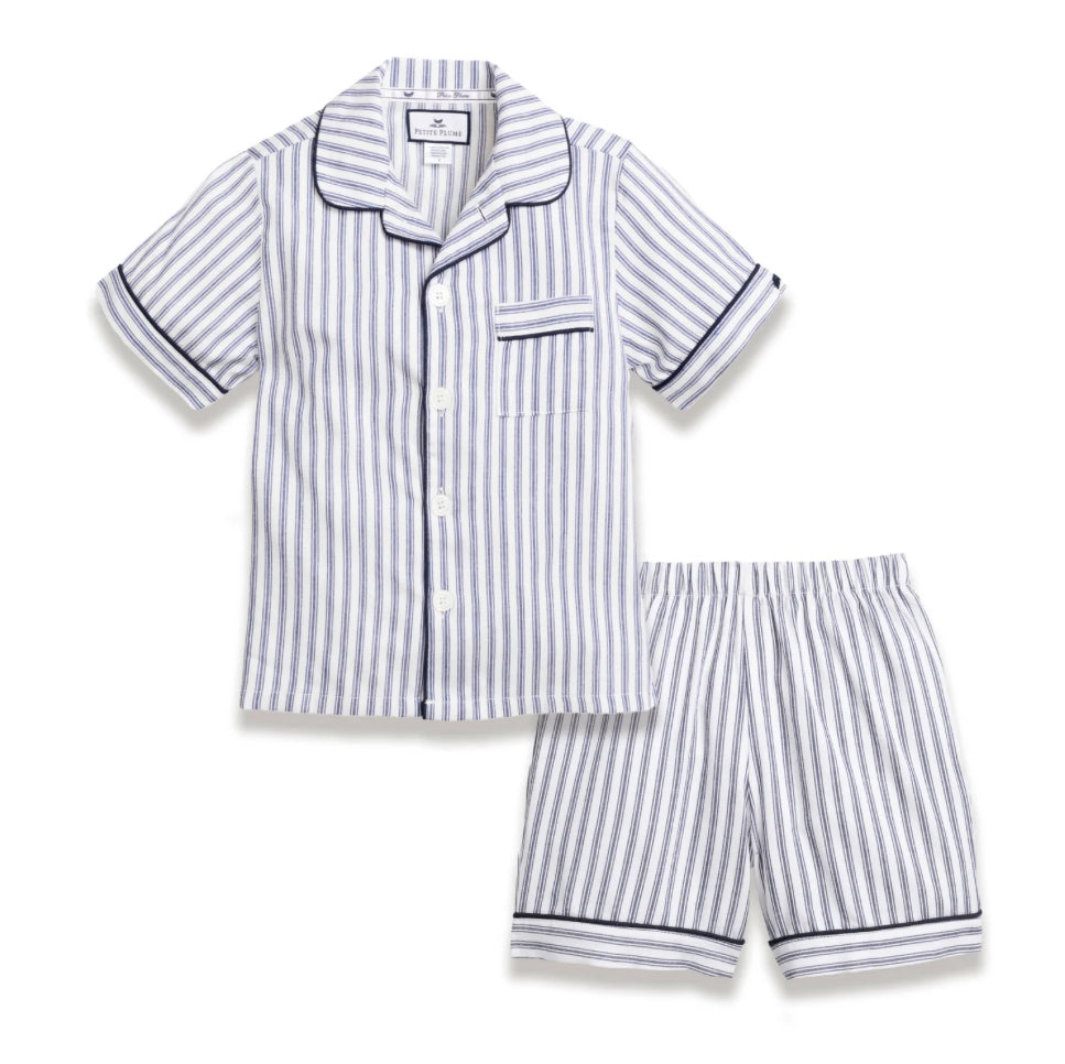 Summer Pajamas - Navy French Ticking