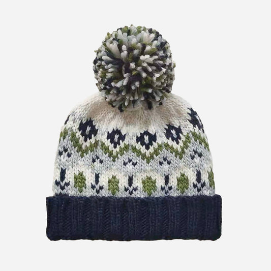 Fairisle Knit Hat, Navy