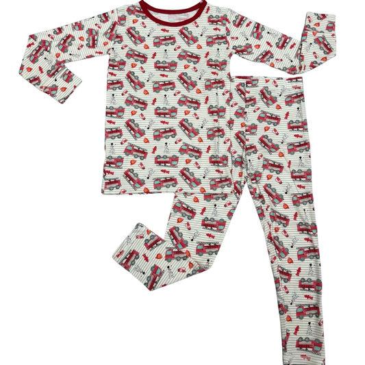 Fire Trucks Long Sleeve Pajama Set