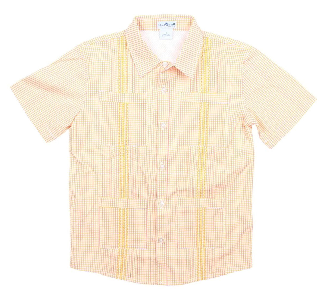 Guayabera Shirt - Pink/Citrus Check
