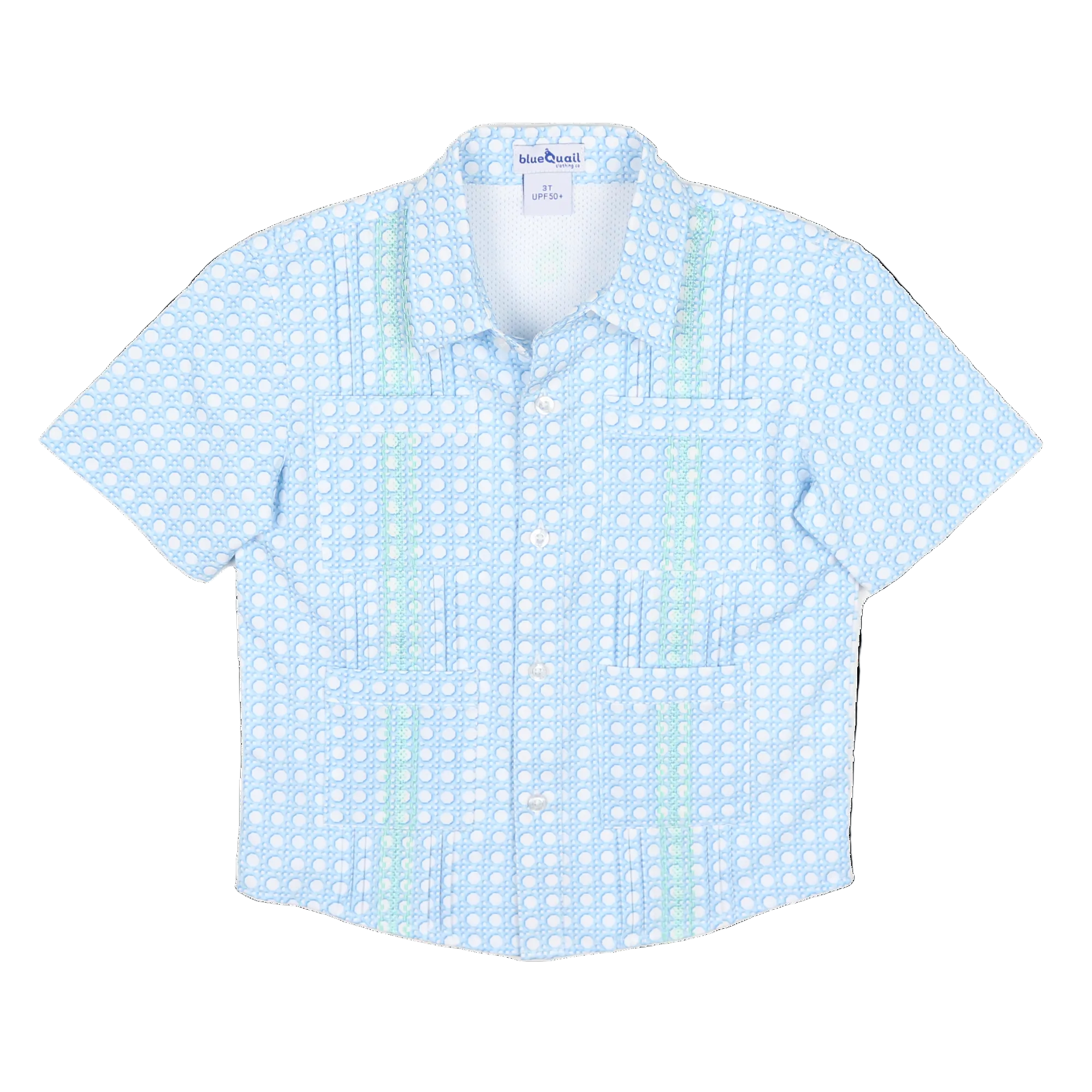 Guayabera Shirt - Blue Cane Lattice