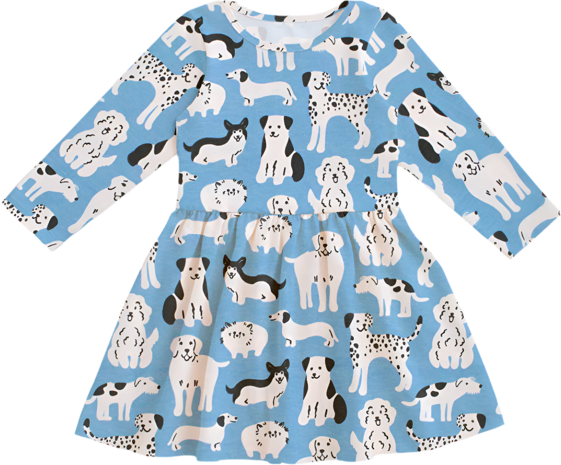 Calgary Dress - Dog Parade Blue