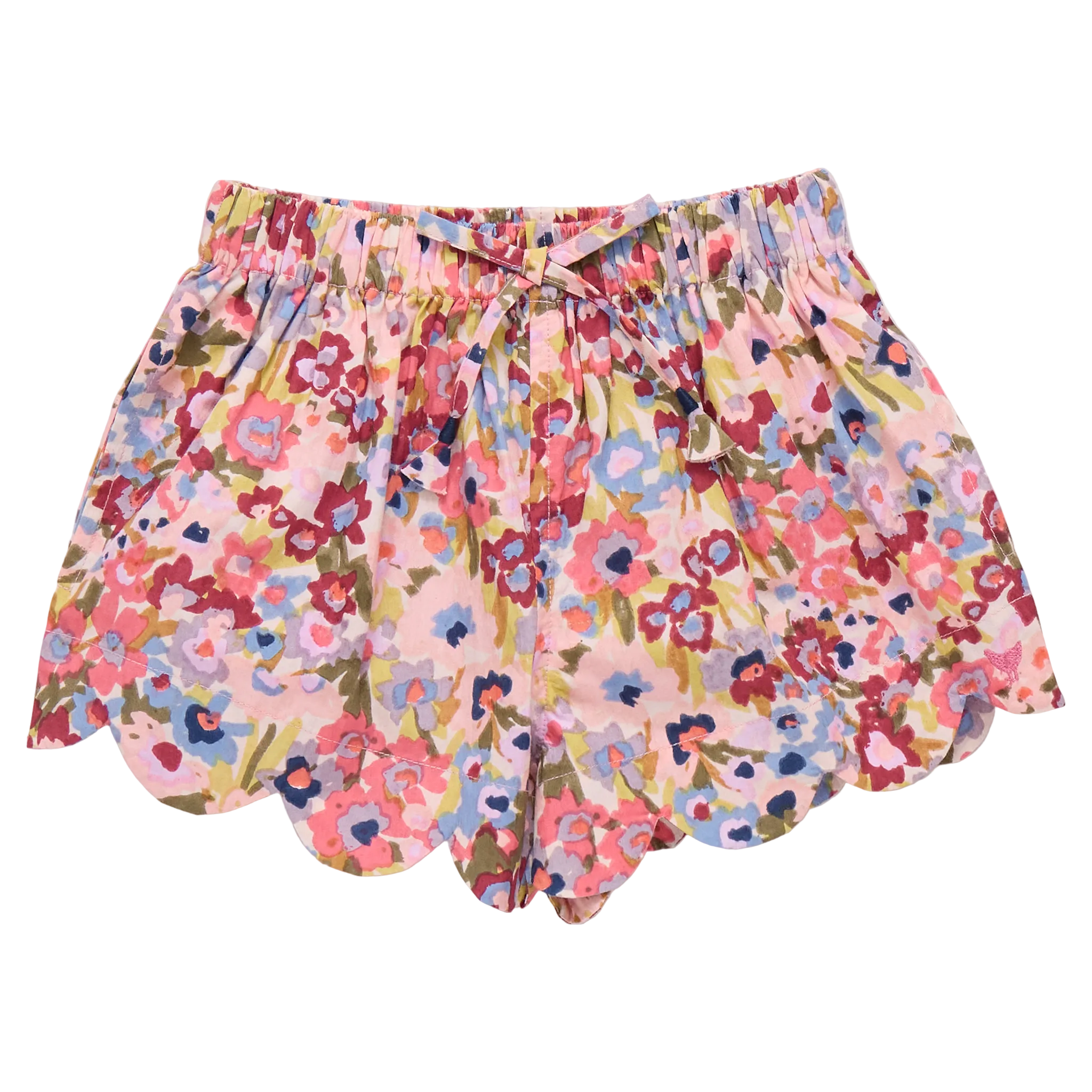 Scallop Shorts - Burgundy Sketch Floral