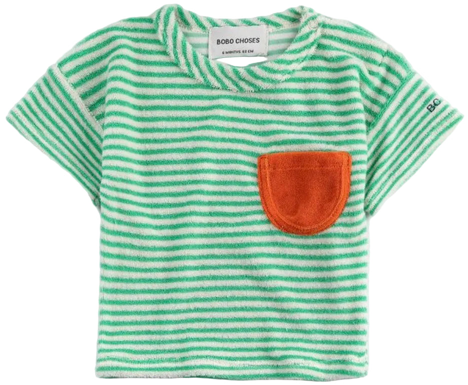 Green Stripes Terry Cloth T-Shirt