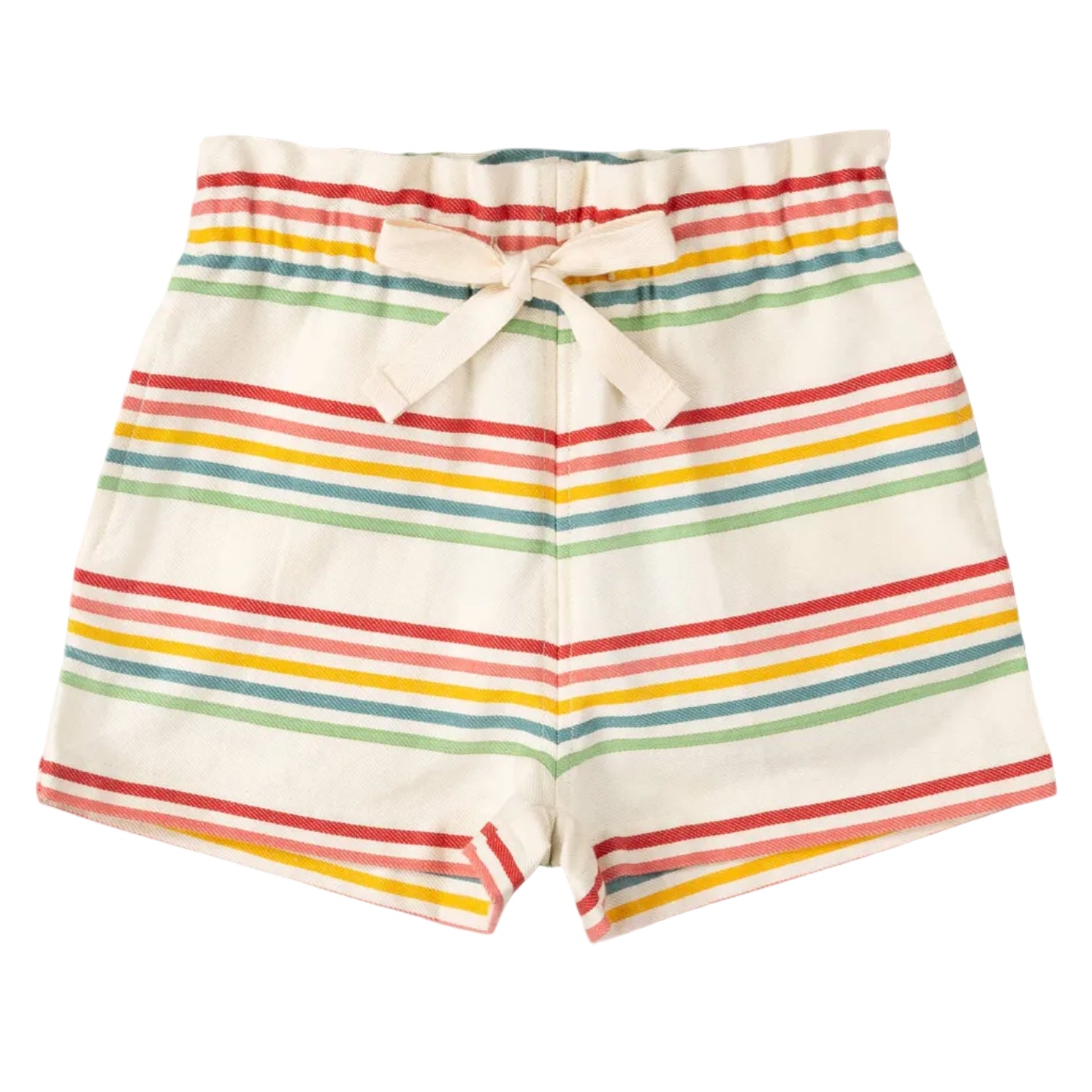 Cream Rainbow Striped By The Sea Twill Shorts