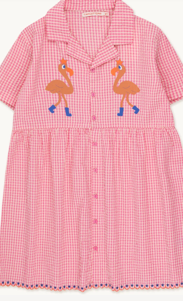 Flamingos V-Neck Dress