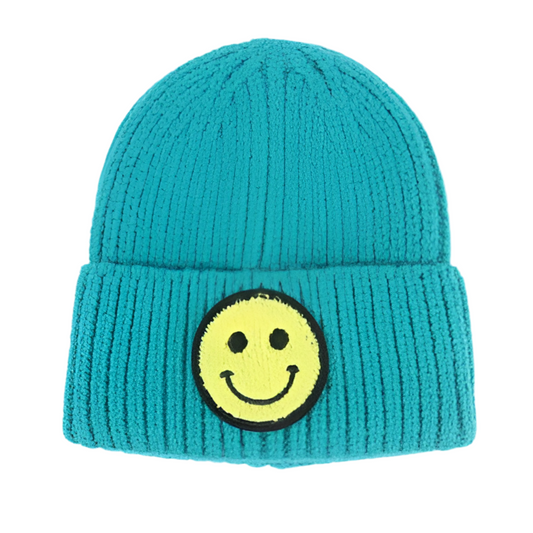 Smiley Face Beanie - Teal