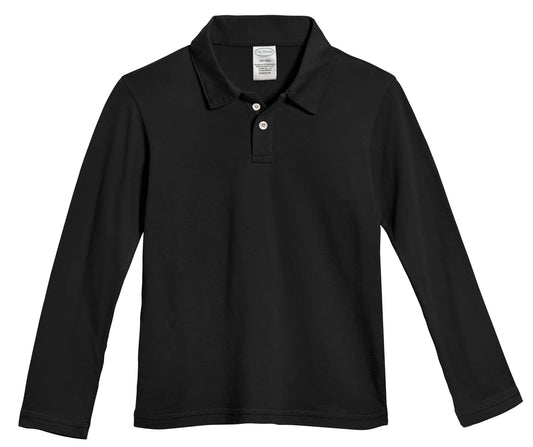 Long Sleeve Solid Jersey Polo - Black