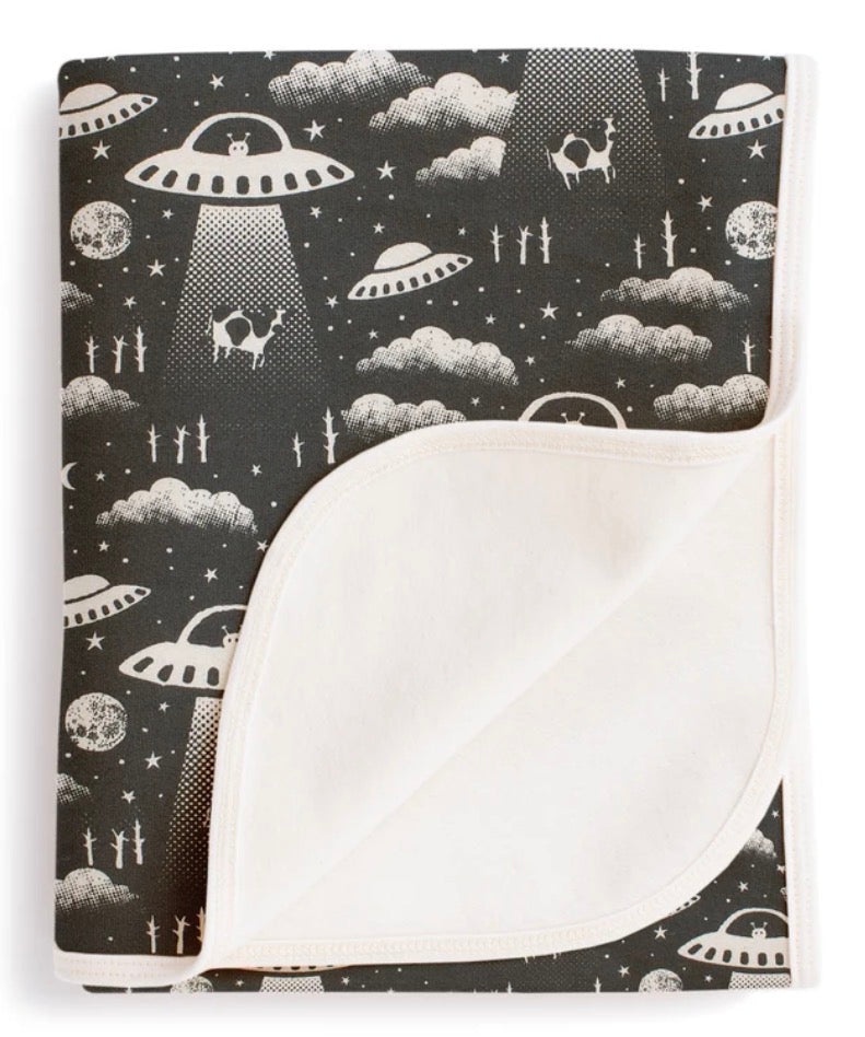 French Terry Blanket - Aliens Charcoal
