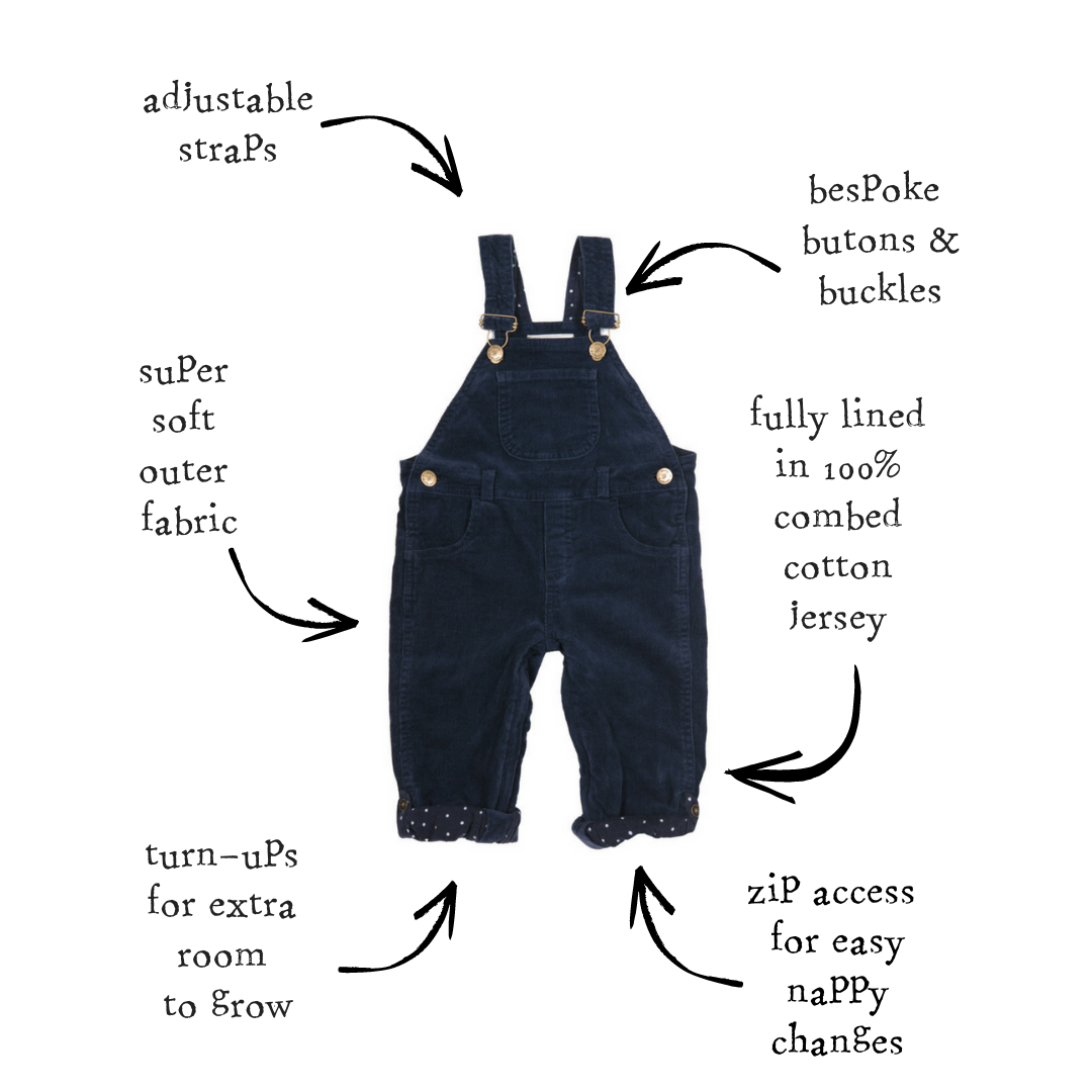 Navy Corduroy Dungarees