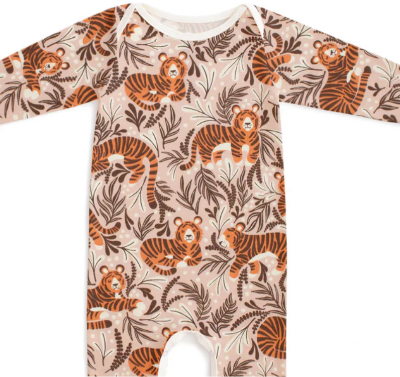 Long Sleeve Romper - Dreaming Tigers Pink