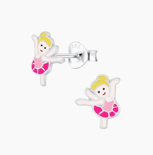 Sterling Silver Stud Critter Earrings in a Glass Bottle - Ballerina