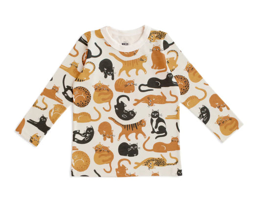 Long Sleeve Tee - Cat Friends Gold & Yellow