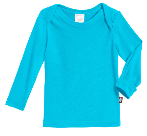 Organic Cotton Baby Rib Long Sleeve Lap Tee - Bright Light Blue