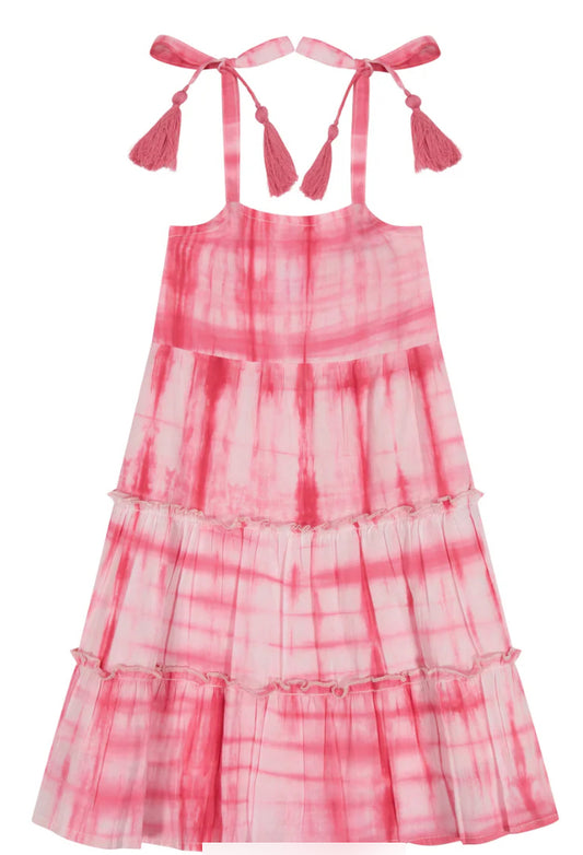 Bella Shoulder Tie Sundress - Hibiscus Shibori