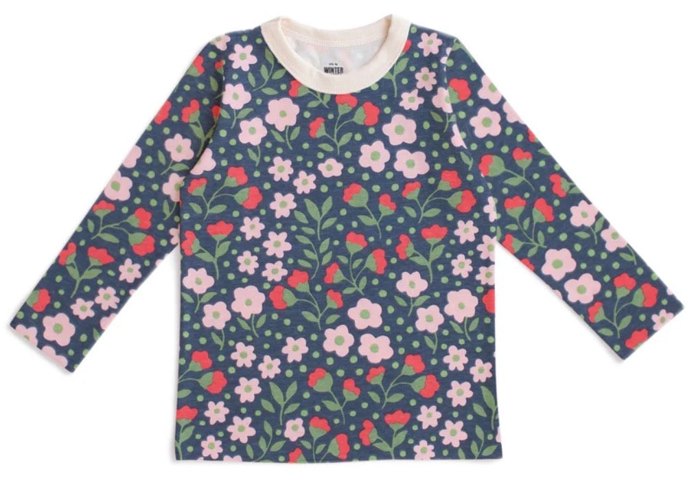Long Sleeve Tee - Garden Blooms Navy & Pink