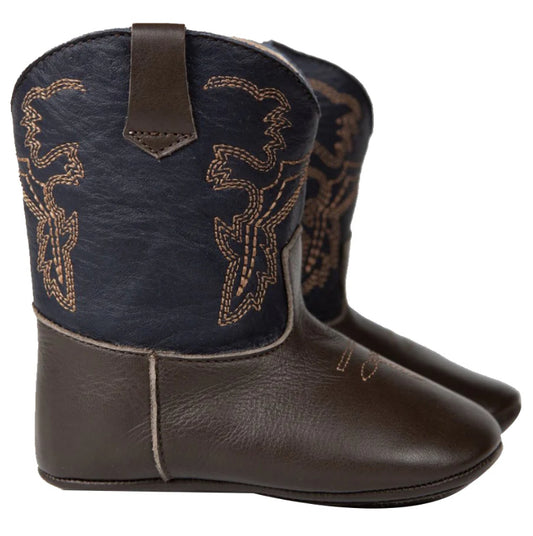 Frisco Chocolate & Blue Cowboy Boots