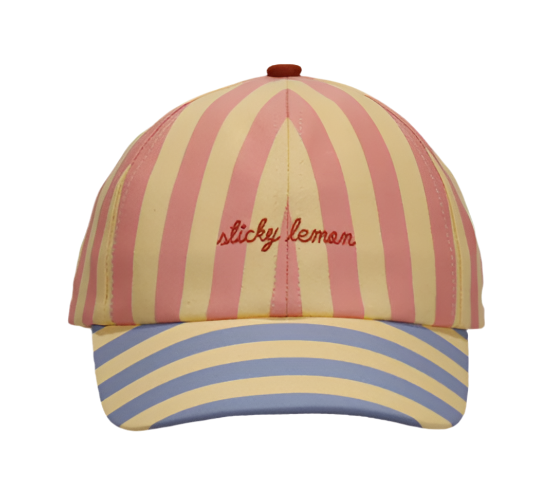 Cap - Coral Pink/Sandy Yellow Stripes