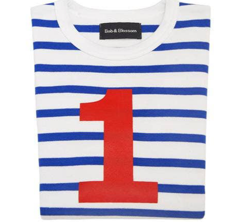 French Blue & White Breton Striped Number 1 T Shirt