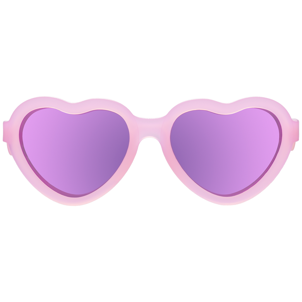 Sunglasses - Frosted Pink Heart | Purple Polarized Mirrored Lenses