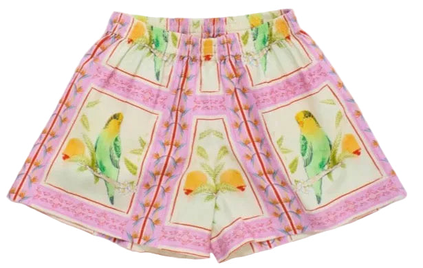 Birds Patchwork Shorts - Blush